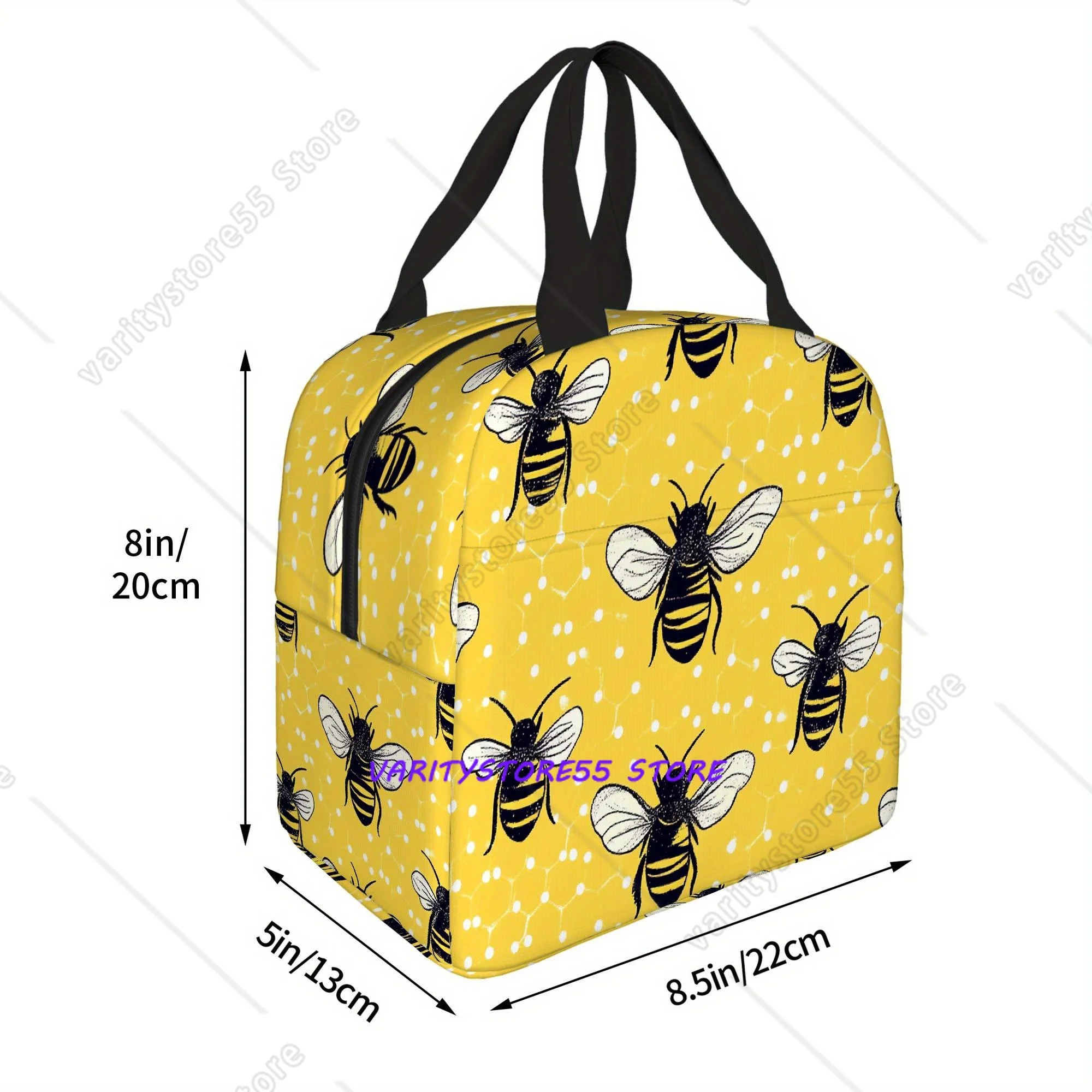 Yellow Bee Lunch Bag Teen Insulated Cooler Lunch Box Containers for Adults Tote Thermos Portable Outdoors