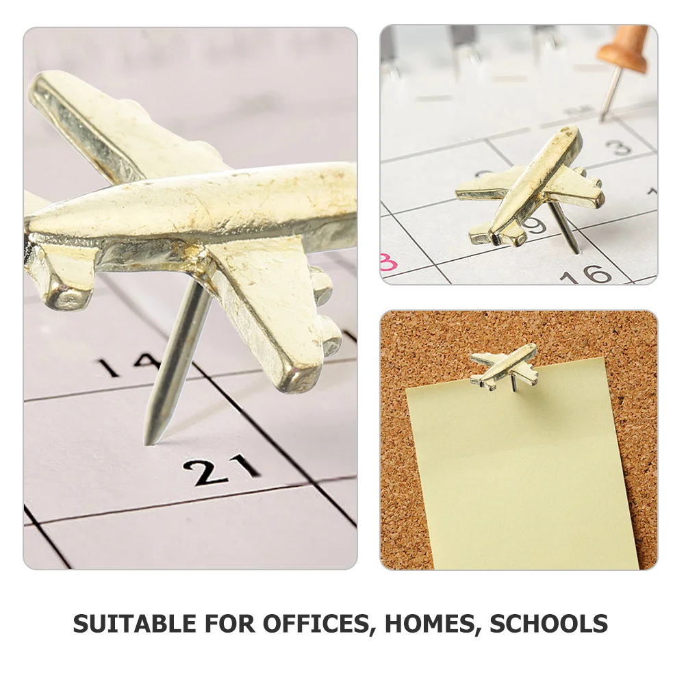 24Pcs Fun Design Metal Airplane Push Pins Decorative Tacks for Wall Hanging Photo Display School Office Organization