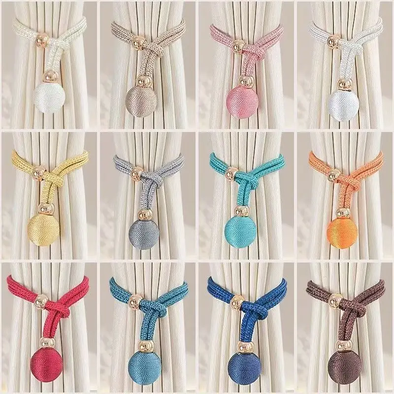 Adjustable Curtain Back Ties with Regulator, Wall Mount Curtain Tie Hooks, Multi-color Curtain Drawstring Straps for Fixing Wind