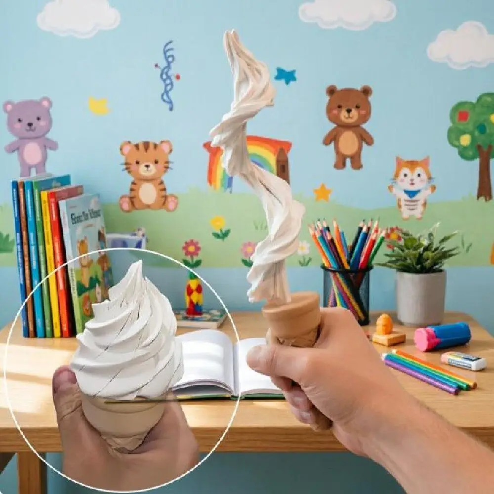 3D Printed Telescopic Ice Cream Toy Spiral Style Funny Retractable Toy Cone Shaped Creative Extendable Prank Toy Parties