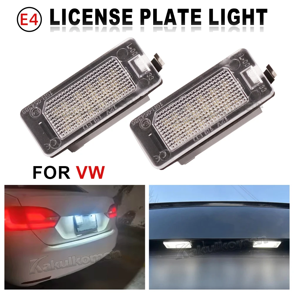 2Pcs LED License Number Plate Light Lamp For VW Golf Mk6 Mk7 Plus Jetta MK6 Passat B6 B7 Polo Touareg Mk2 Tiguan Touran Sharan