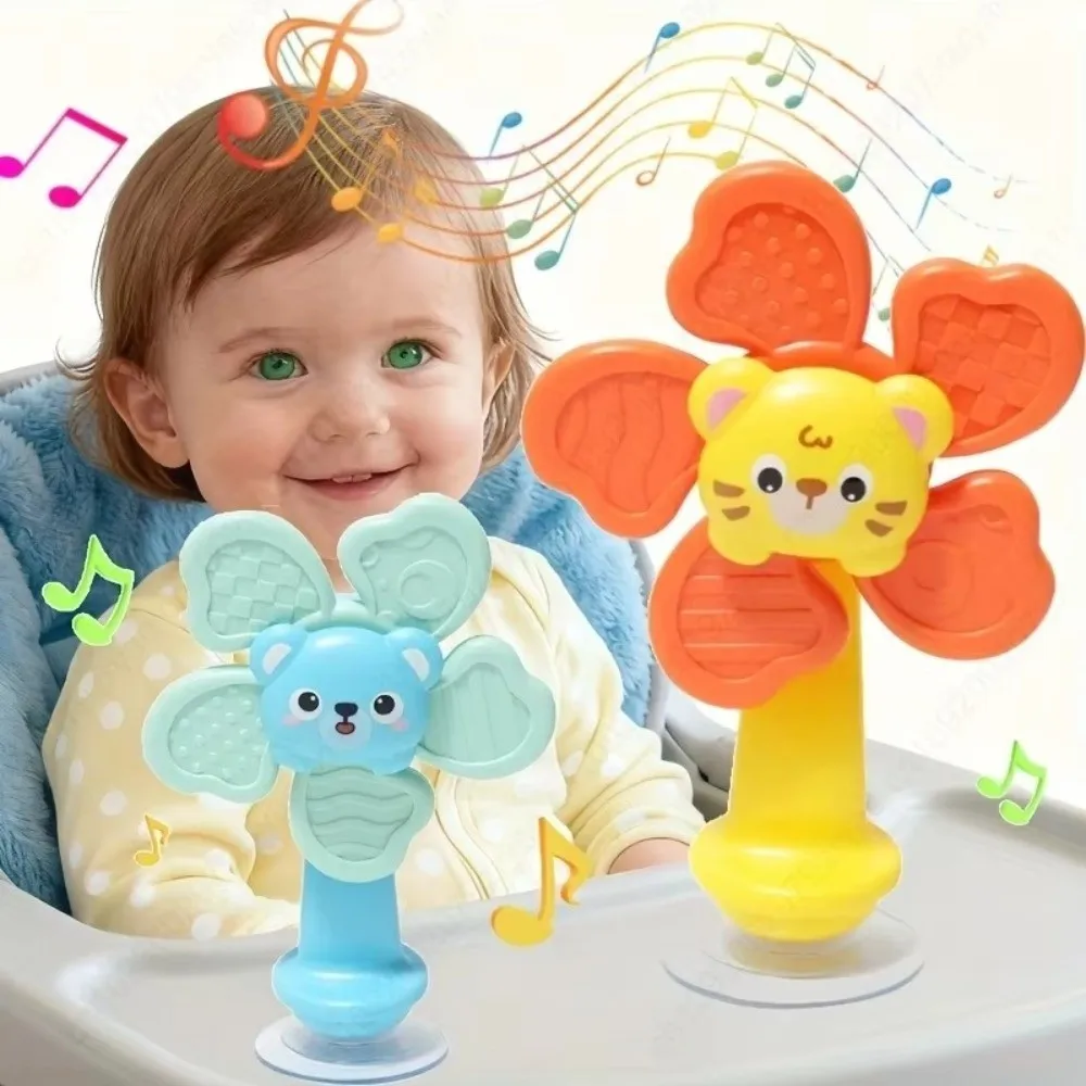 Giocattoli Educativi a Forma di Animali con Ventose, Spinner Calmanti per Neonati, Giocattoli Sensoriali in ABS per il Bagnetto, Sonagli Cartoon, Giocattolo a Mulino a Vento per Bambini
