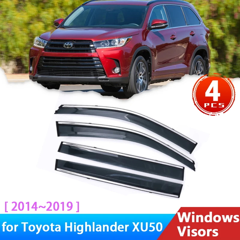 Deflectors for Toyota Highlander 3 Kluger III XU50 50 2014~2019 2017 Accessories Car Side Window Visor Rain Eyebrow Guards Wind