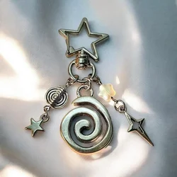Spider Web Spiral Star Metal Keychain β Gothic Aesthetic Key Ring for Bags & Accessories Halloween Party