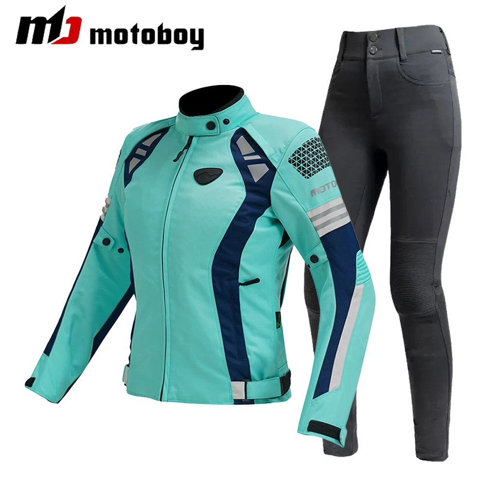 

Women Motorcycle Jacket Pants Four Season Breathable Detachable Sleeves Moto Motocross Jacket Suit CE Protective Gear