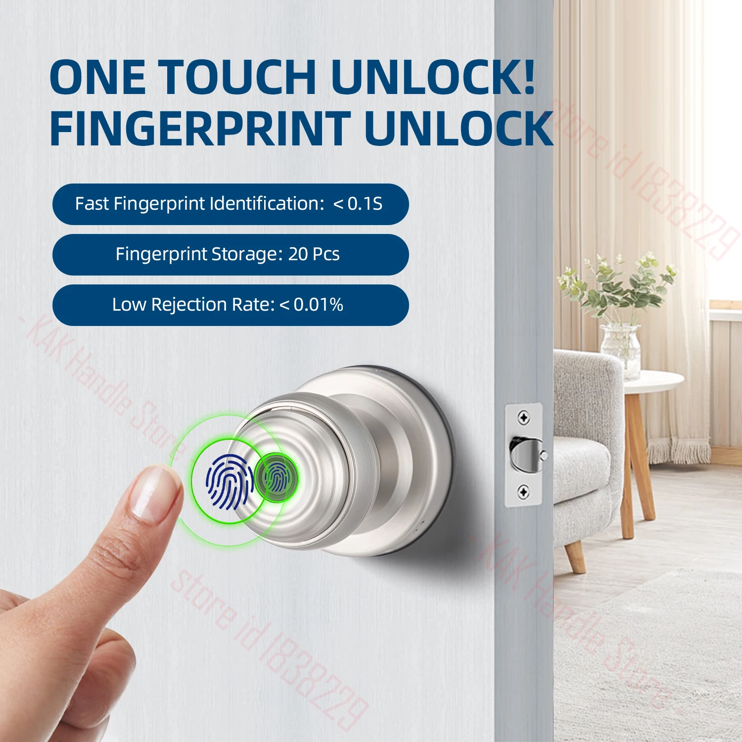 Imagem -02 - Kak-fingerprint Door Lock com Botão Cilindro Smart Lock Keyless Entry Preto App