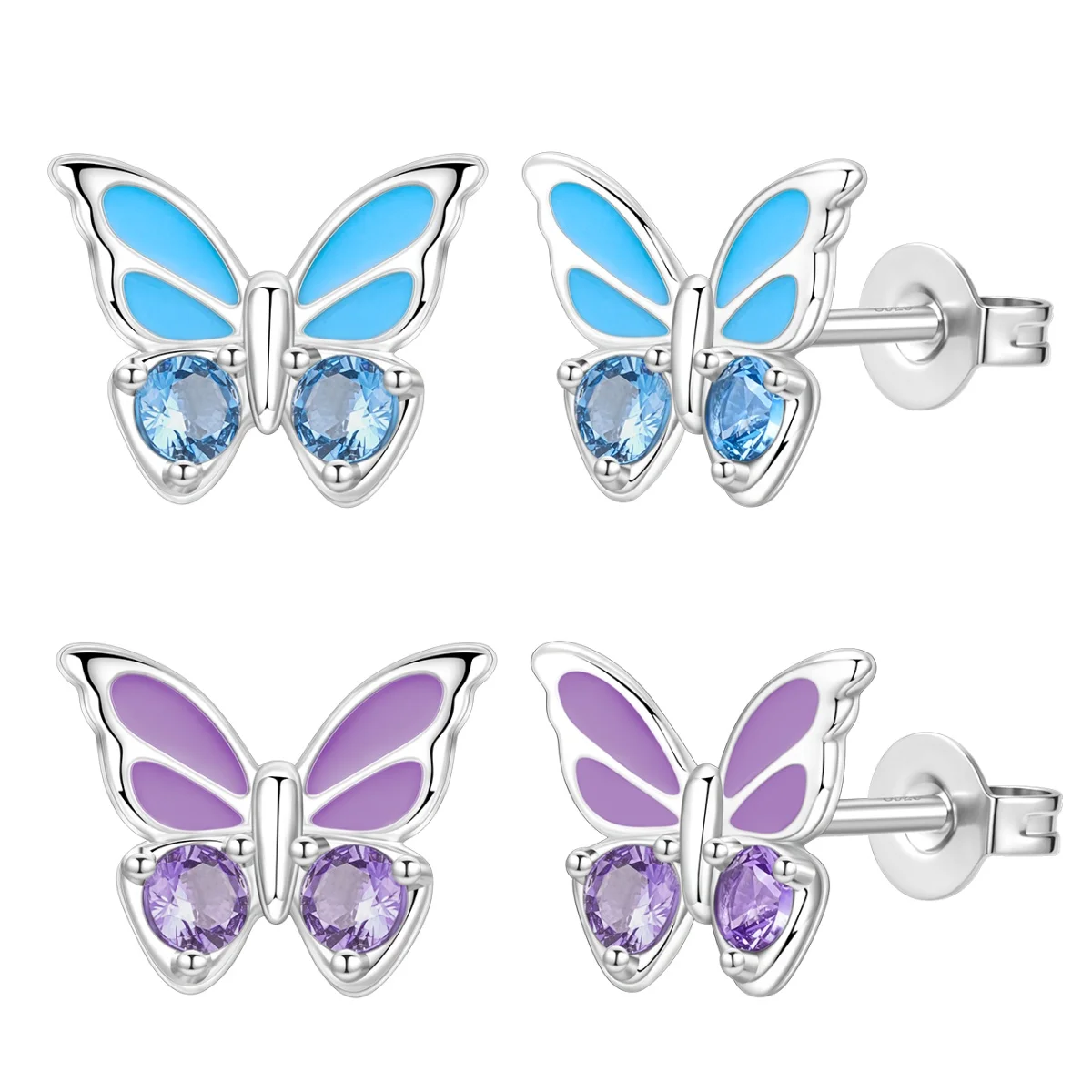 S925 Sterling Silver Butterfly Stud Earrings, Elegant Insect Ear Stud Fashion Ear Jewelry Gift for Women Girls Party Daily Wear