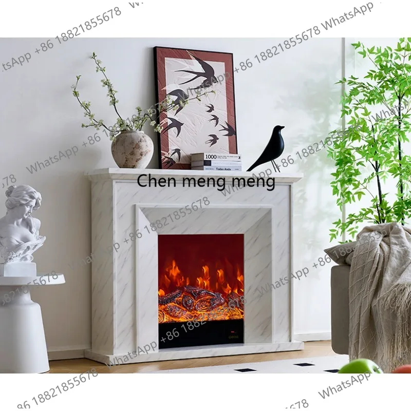 Simple French fireplace decoration cabinet home living room imitation marble color imitation flame electric fireplace