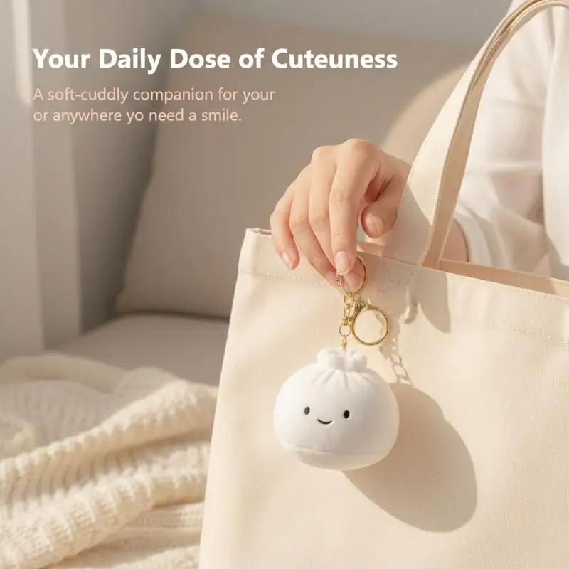 

Adorable Chinese Dim Sum Plush Keychain Fluffy Steamed Stuffed Bun Doll Pendant Cute Bag Accessories For Foodies Anime Fans