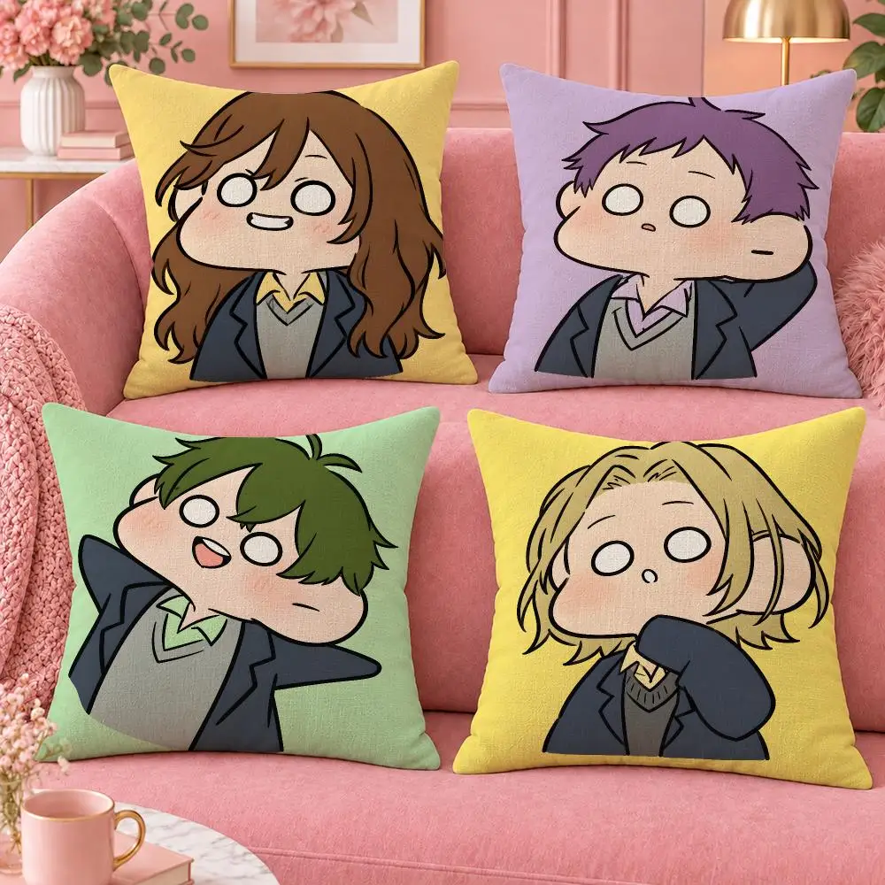 Anime School Romance Horimiya Cushion Cover Cute Cartoon Throw Pillow Cover Soft Plush Cushion Cover Sofa Bedroom Home Decor