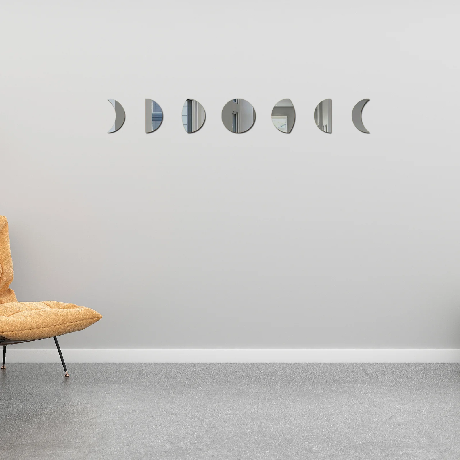 

1 set 1 Set Moon Phase Mirror Wall Decor Acrylic Home Art Ornament For Living Room Bedroom Bathroom Decorative Kit Mirror Set