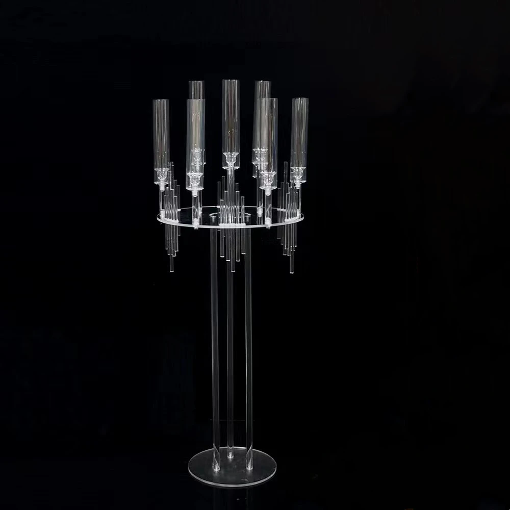 9 Heads Candelabra Acrylic Candle Holders Stands Wedding Table Centerpieces Road Lead Party Decoration