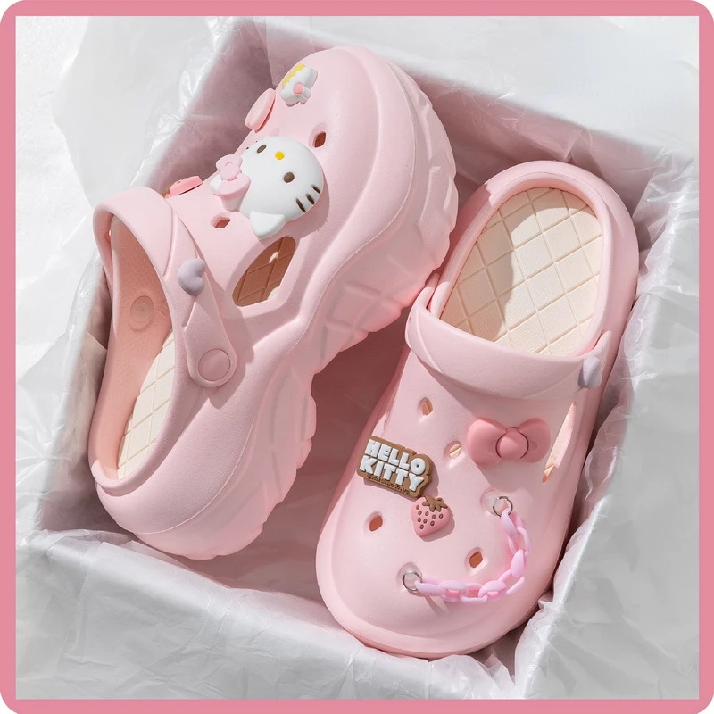 MINISO Sanrio HelloKitty Cinnamoroll Pochacco Kuromi Elevated anti slip slippers Summer Cute Cartoon EVA Slippers gift