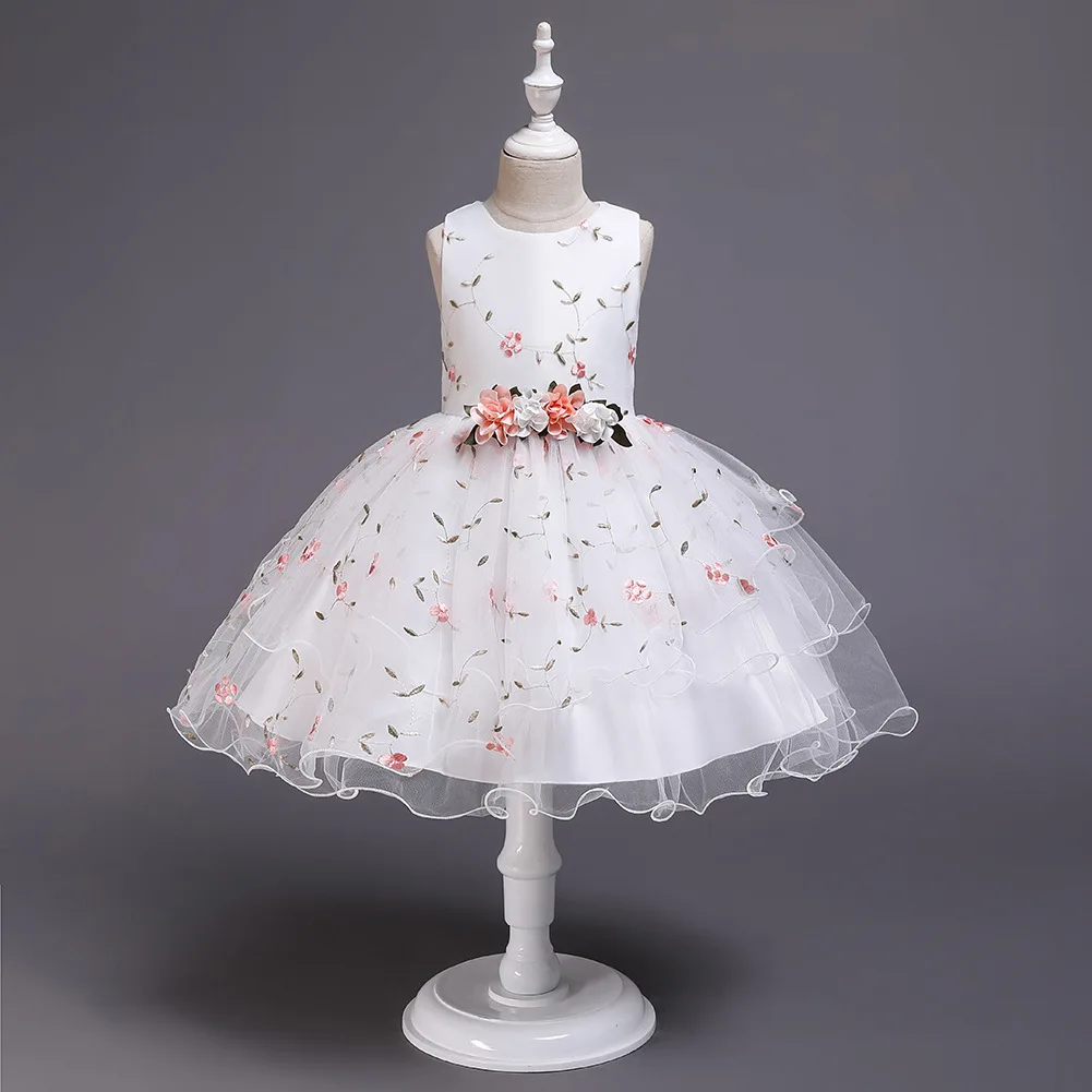 

Korean Version of Girls' Costumes Small Floral Princess Skirt Flower Girl Tutu Skirt Girl Mesh Dress One-year-old Dress Female