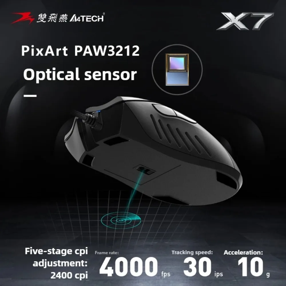 

Игровая мышь A4Tech Bloody X7 RGB с низкой задержкой, эргономичная проводная мышь, 4000 точек на дюйм, игровые аксессуары для ПК, FPS геймеры, портативный компьютер