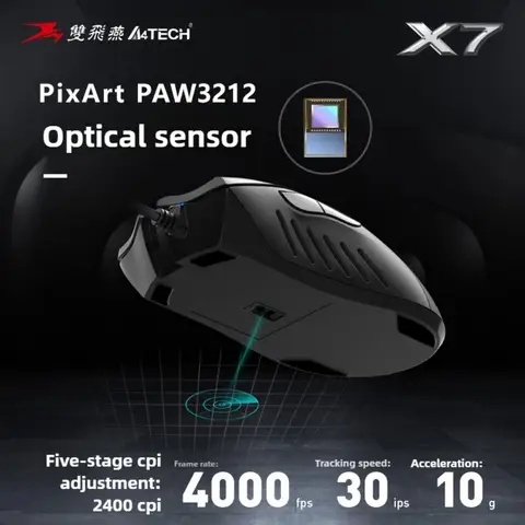 A4Tech Bloody X7 gaming mouse RGB Low Delay Ergonomics Wired Mouse 4000DPI pc gaming accessories FPS Gamers Laptop Computer