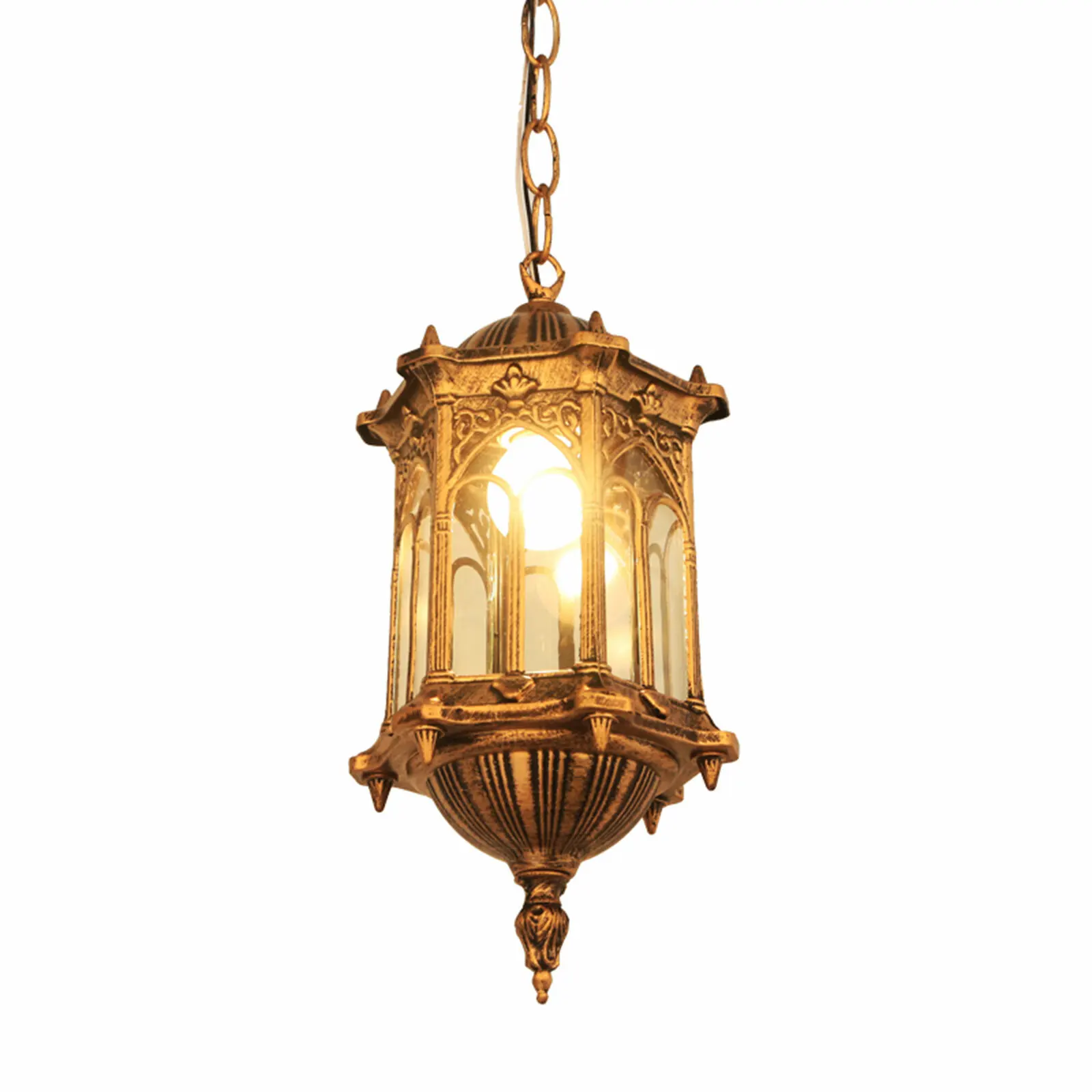 Retro Outdoor Pendant Light Vintage Lantern Yard Hanging Lamp Fixture Waterproof