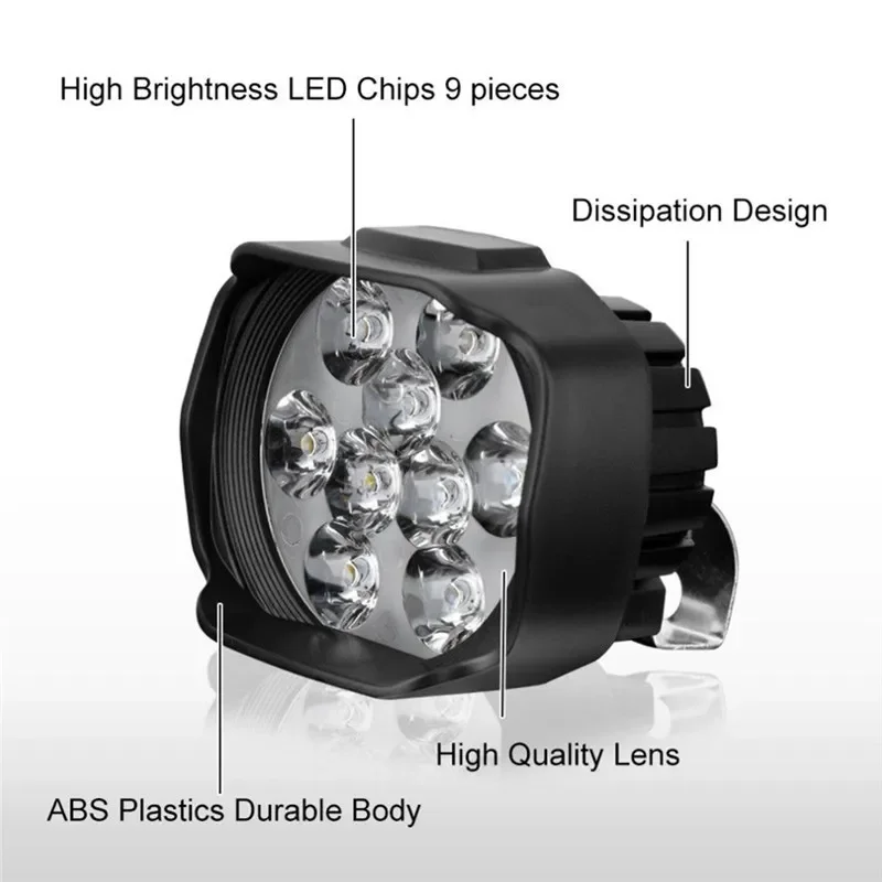 

2025Motorcycle LED Wide Pressure Headlights Electric Vehicle External 9 Beads Highlight Spotlights 18w Signal Lights