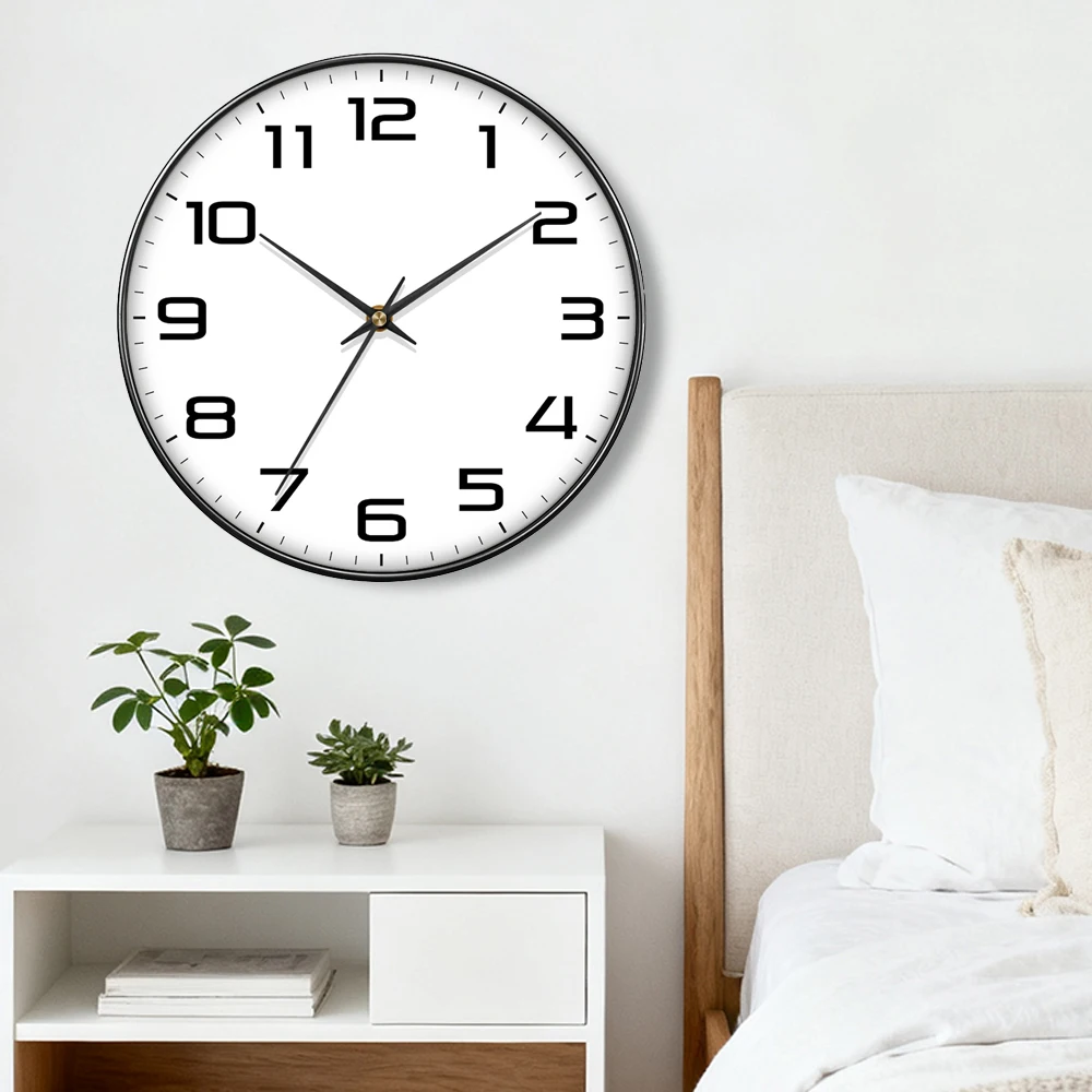 Klassische runde Wanduhr mit großen Ziffern, klare Lesekraft, Uhr für Zuhause, Büro, Wohnzimmer, Dekoration, mit nordischem Stil