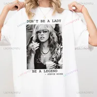 Don't Be A Lady Be A Legend Stevie Nicks Cotton T-Shirt Stevi Shirt Fan Gifts Stylish Vintage Print Unisex High Quality Tshirt