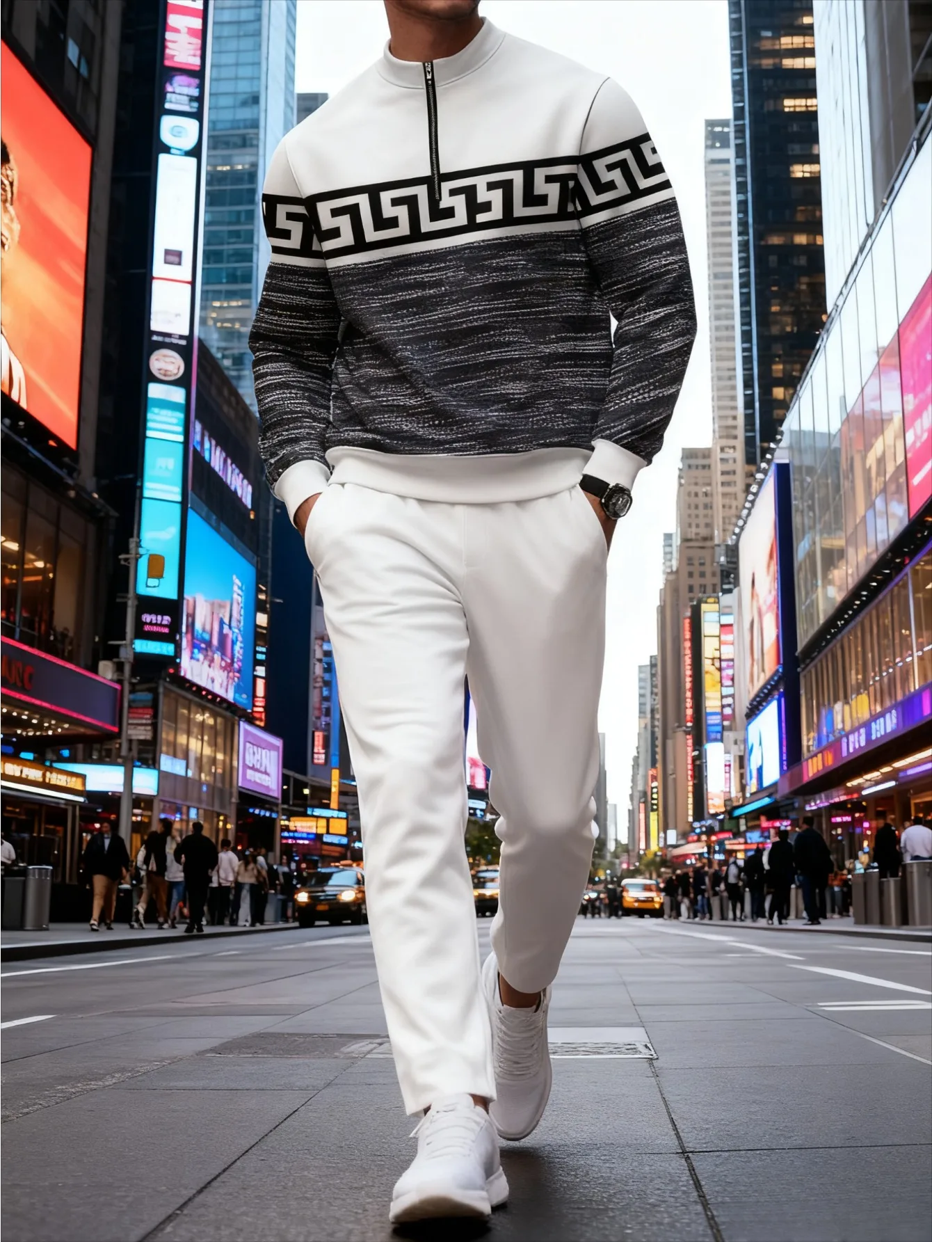 Conjunto de 2 piezas, conjunto deportivo de manga larga y pantalones largos a la moda para hombres europeos y americanos