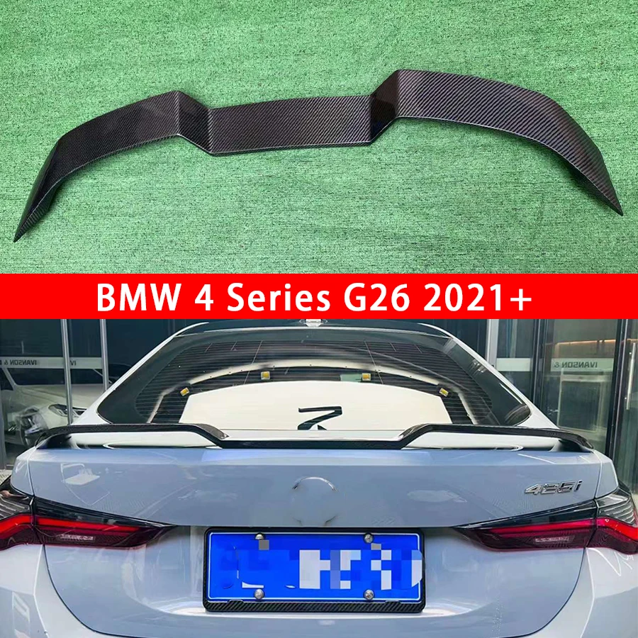 For BMW 4 Series G26 425 2021+ Carbon Fiber Tail fins Rear Trunk Spoiler Guide Wing Rear Wing Car Trunk Diverter V Style