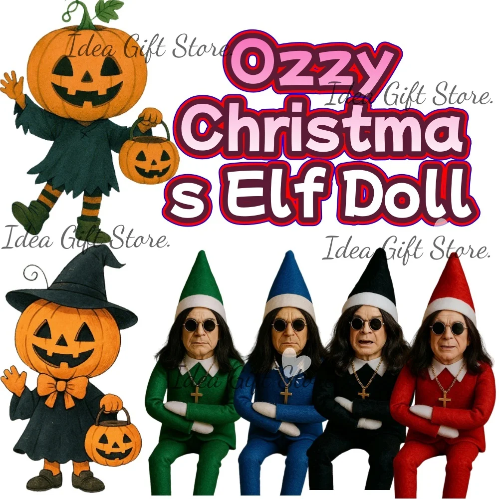 

New Ozzy Christmas Elf Doll Christmas Trees Decoration Ornaments Music Godfather Classic Sitting Posture Noel Elf Plush Toys