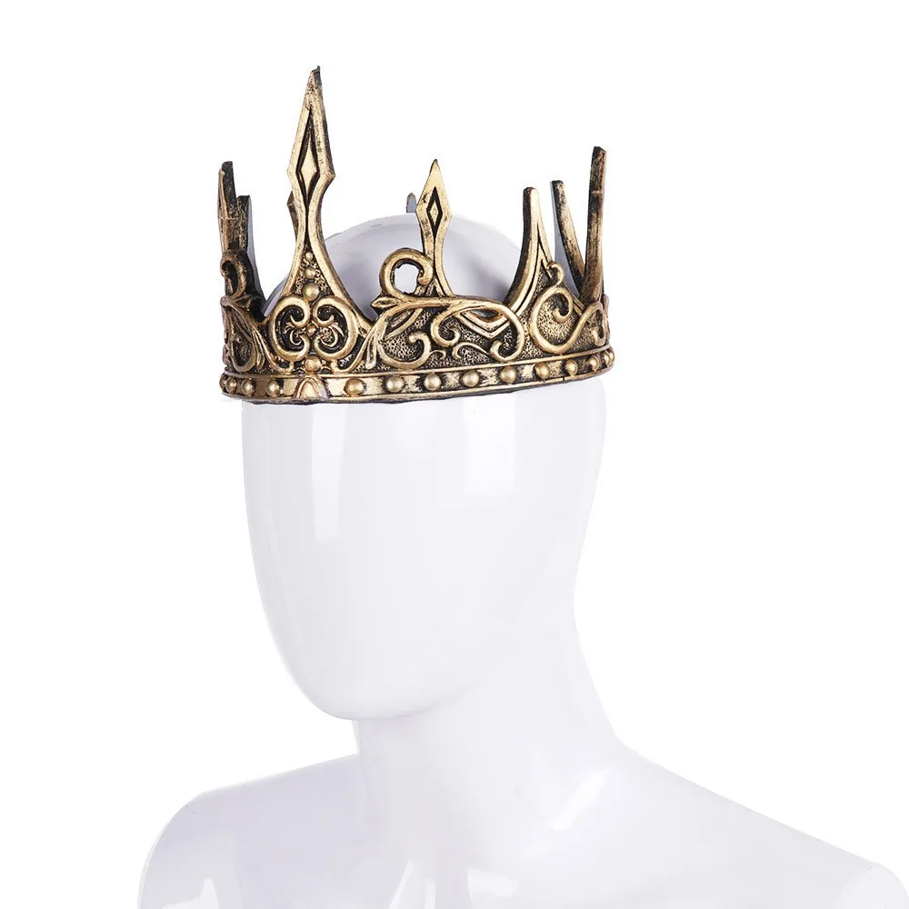 Königskrone für Männer und Frauen, voll rund, PU, königlicher Geburtstag, Prinz, Abschlussball, Könige Krone, mittelalterliche Kopfbedeckung, Cosplay, Halloween, Tiara-Kostüm – Detail 12