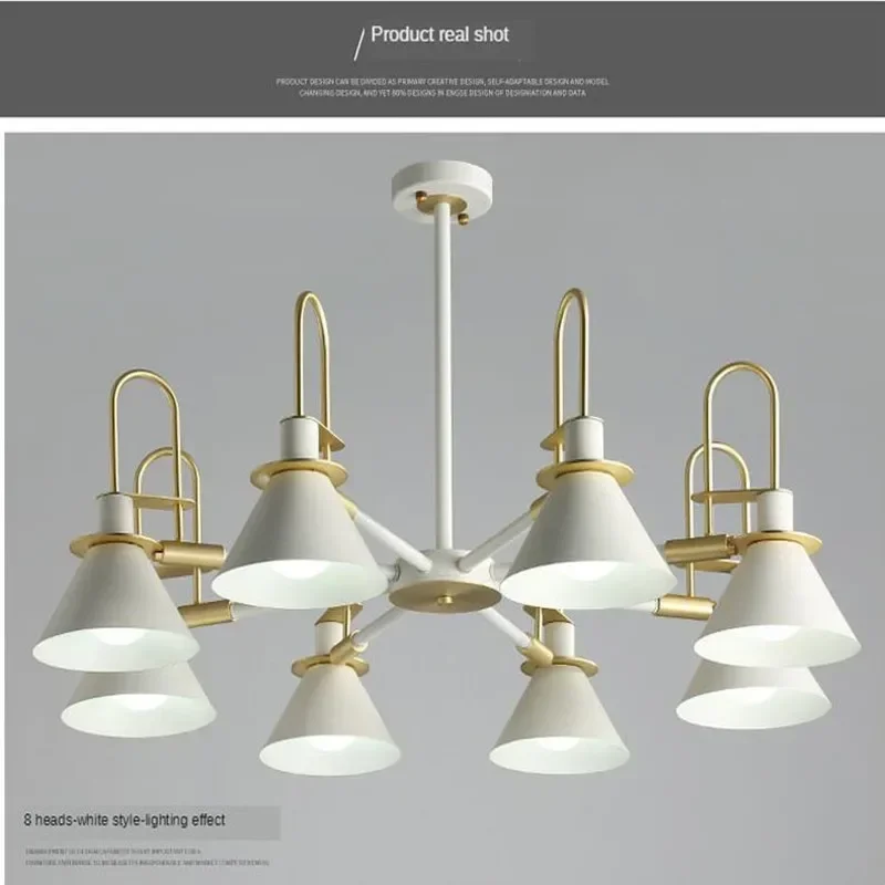 Multi-color 3/6/8 Chandelier Lamp for Bedroom Kitchen Living Room Modern LED  Nordic  Horn Cover Pendant Decorative