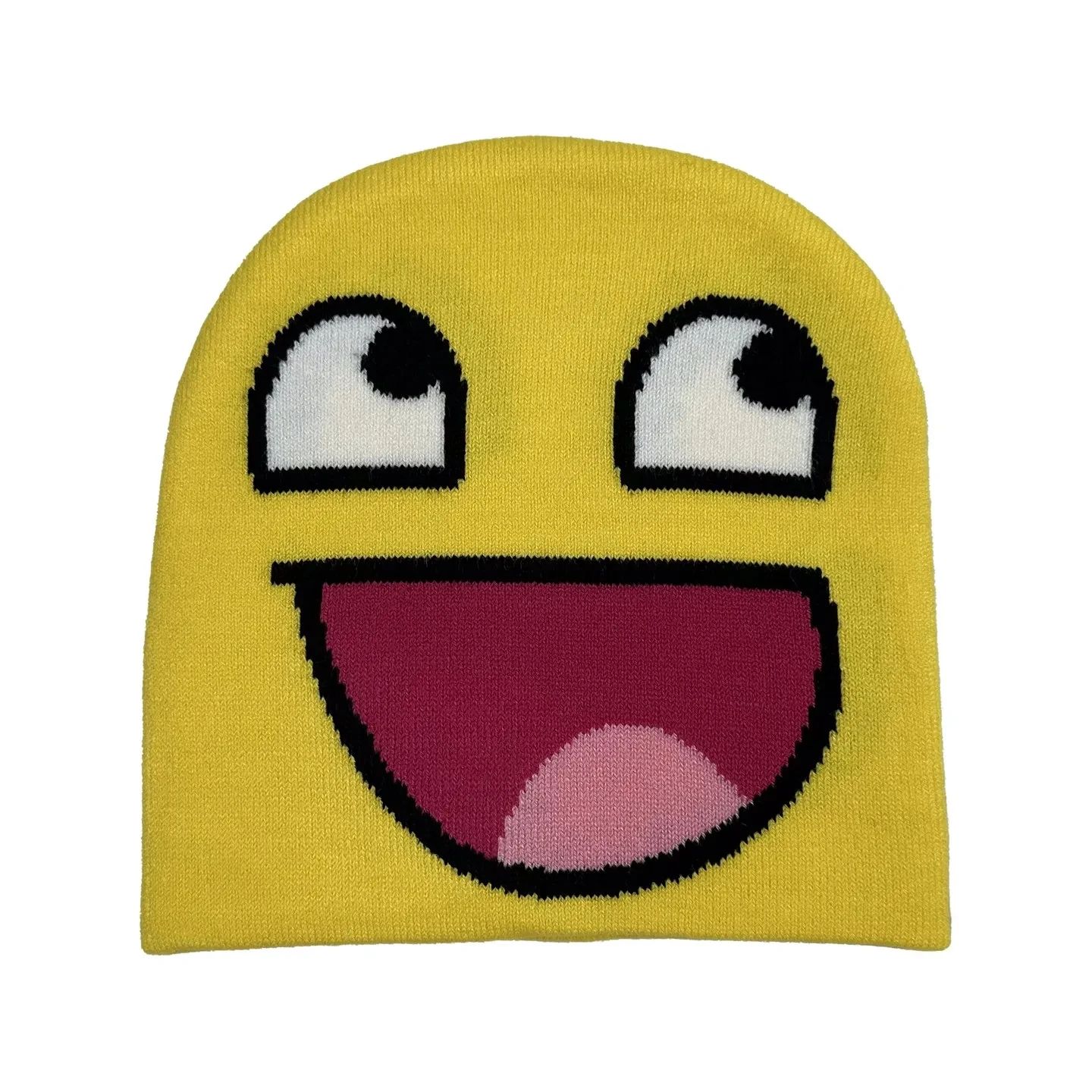 Funny men's and women's new knitted brimless hat, paired with high-quality printed Y2k warm, fashionable, and multifunctional wo