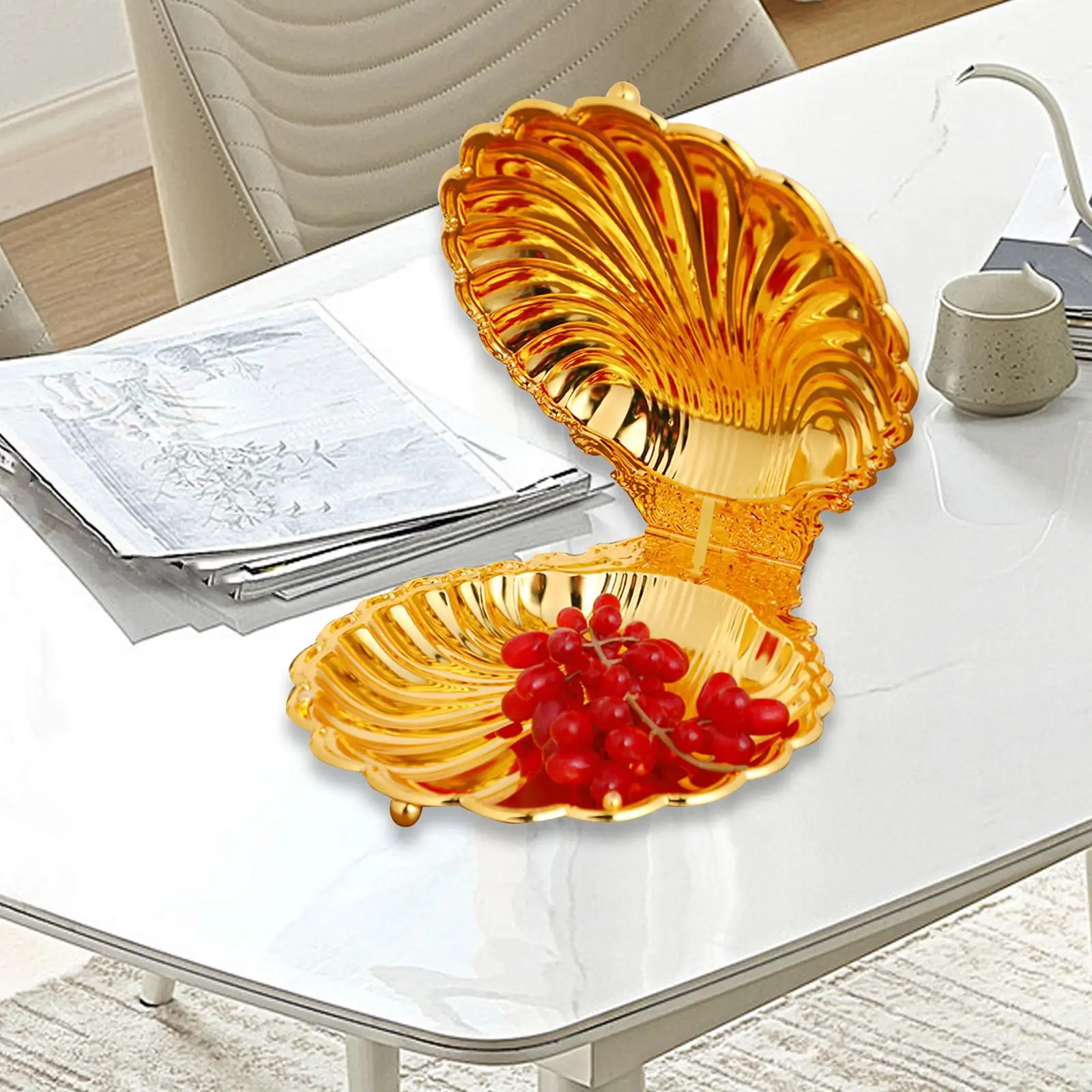 Shell Fruit Plate Table Organizer Fruit Dessert Plate Multifunctional Fruit Tray for Candy Dining Table Snacks Living Room Nuts