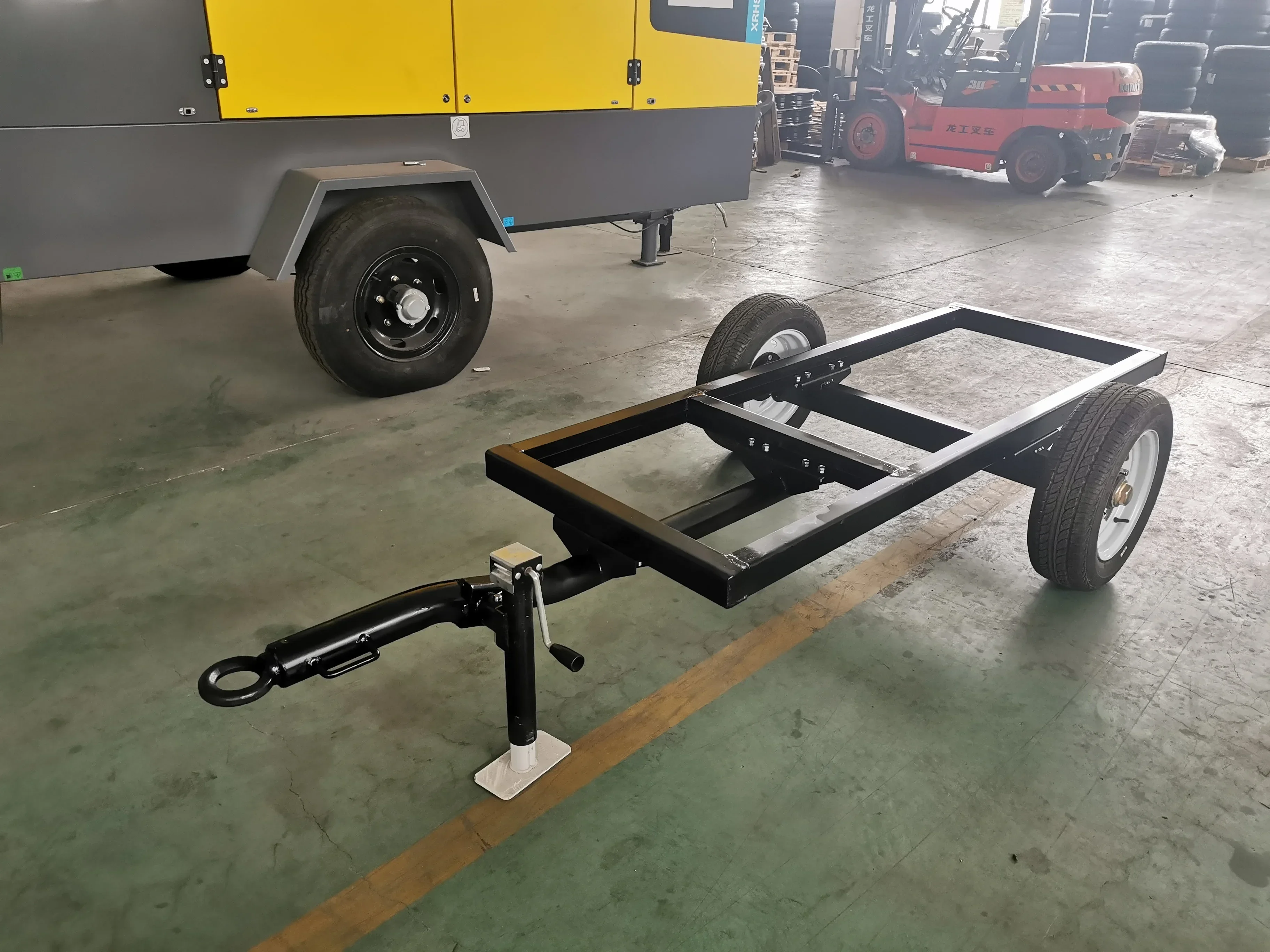 Two axle transport vehicle hanging axle assembly farm tractor trailer frame