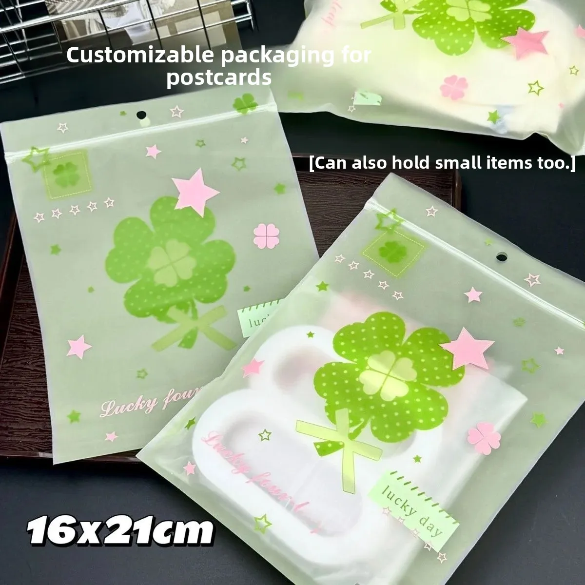 saco-de-armazenamento-de-roupa-Intima-ultra-grosso-fosco-com-estampa-de-trevo-de-quatro-folhas-e-desenho-animado-pequeno-sac
