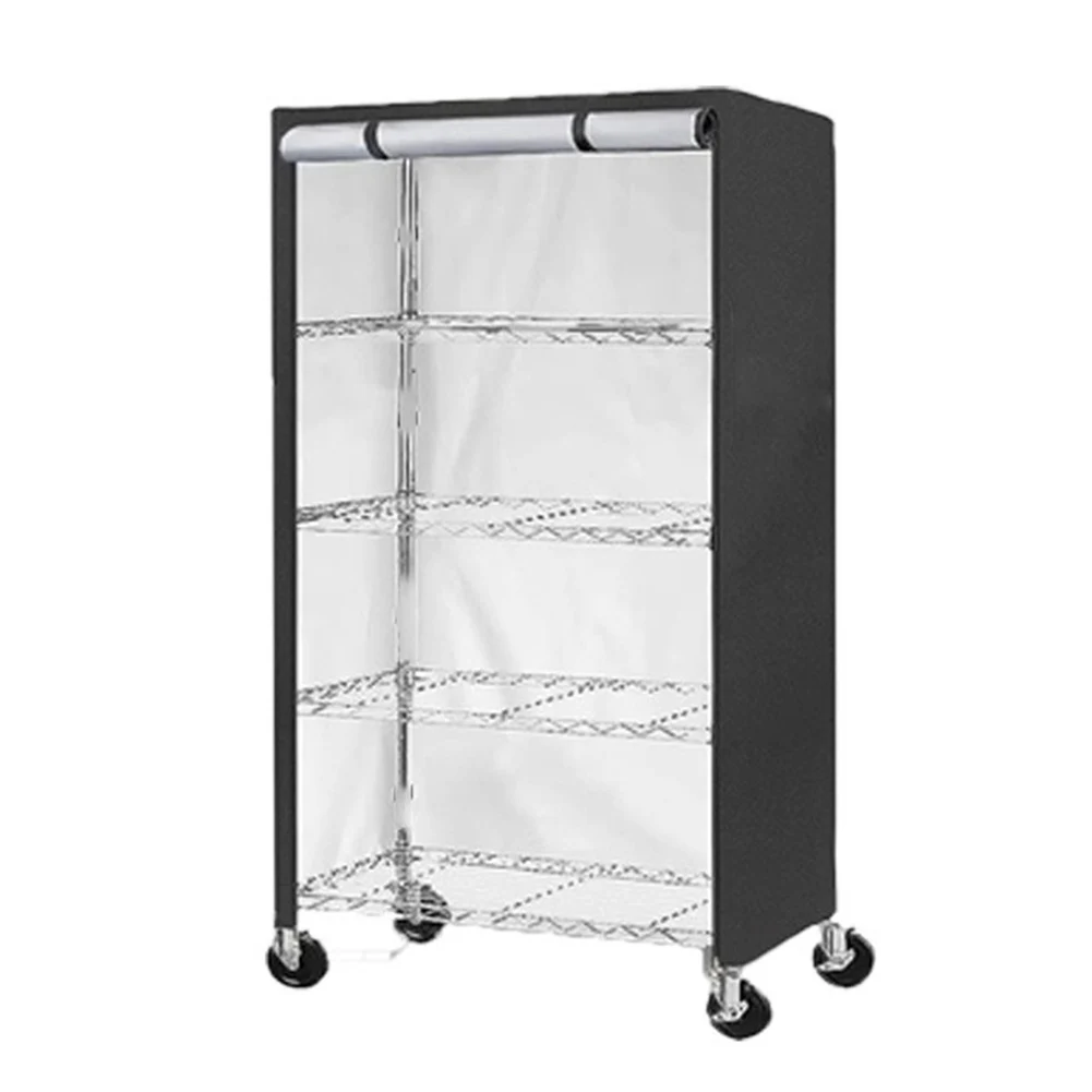 Black Garden Rack Cover Easy Install Storage Rack Cover Rack Dust Cover Fade-resistant Material Fits Small Shelves