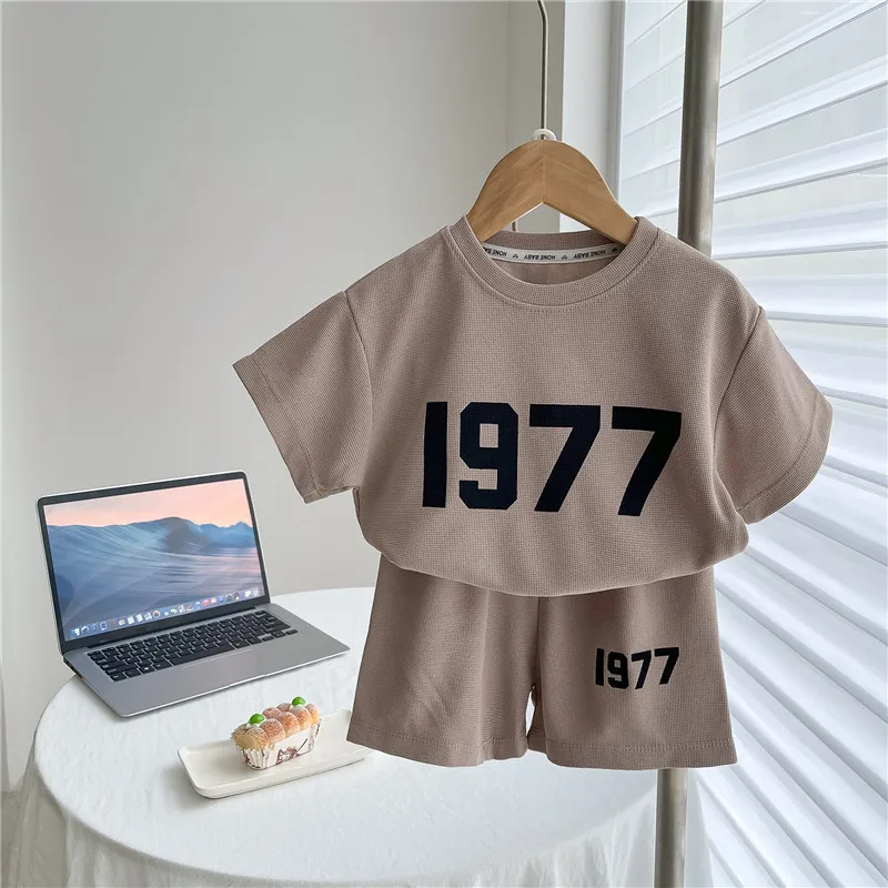 1 2 3 4Years Sports Trendy Two Piece Babies Print Short Sleeve Shorts Boys Child Printing Cotton Thin Soft Tshirt Girls Outfits