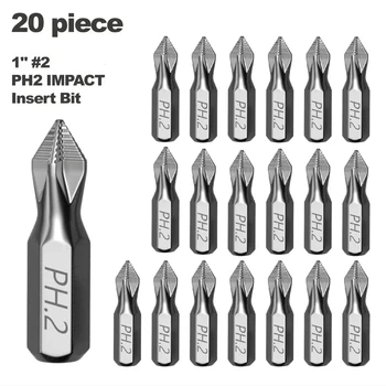 PH2 임팩트 스크루드라이버 비트, 플라스틱, 목재, 금속 프로젝트에 적합, 1 인치