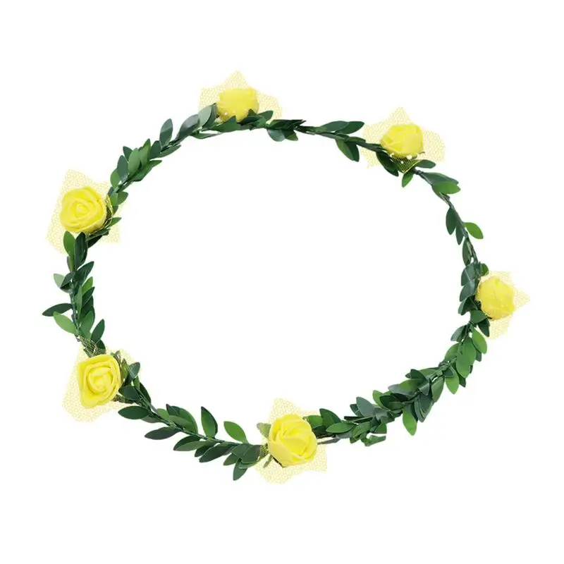 Flower Head Crown Faux Flower Headdress Stylish Wreath Garland Hair Bands Adjustable Flower Women Girls Headband For Wedding