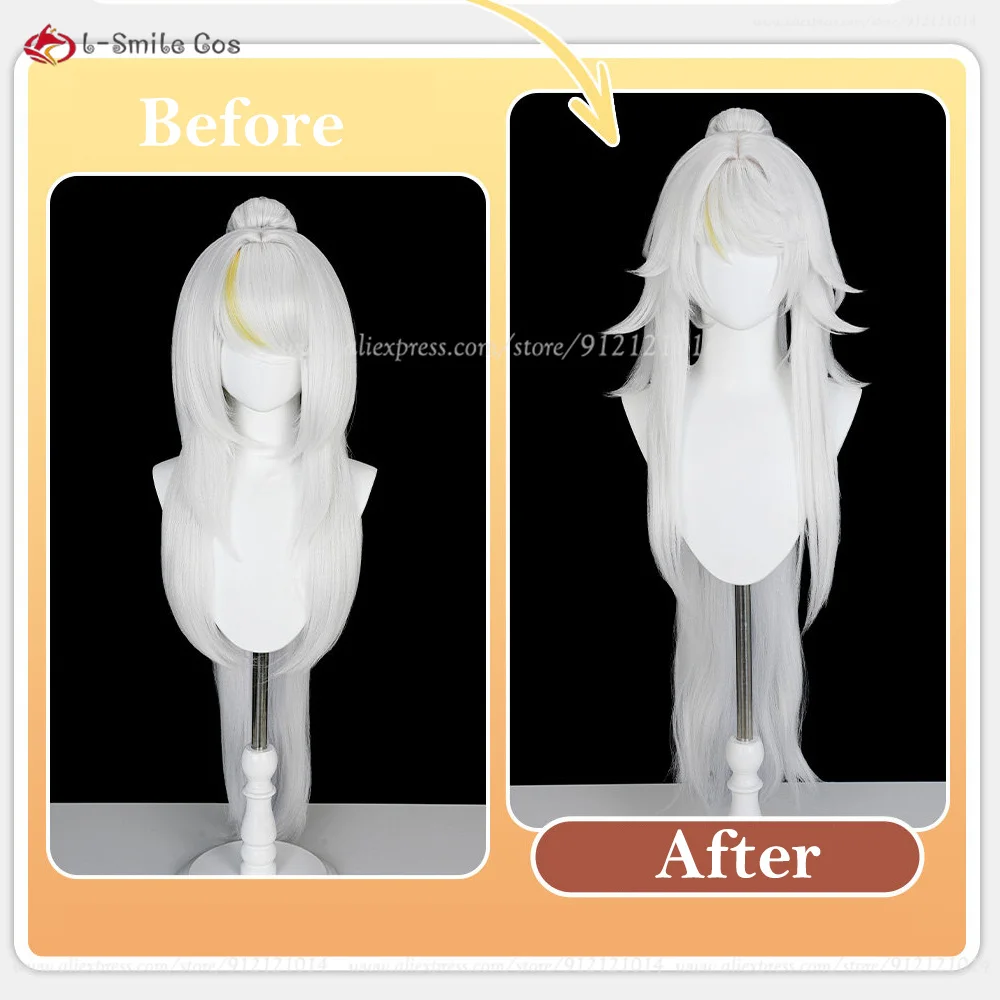 Zibai Cosplay Wig 100cm Silver White Wigs For Men Anime Cosplay Wig Heat Resistant Synthetic Hair Halloween Christmas Costumes view 2