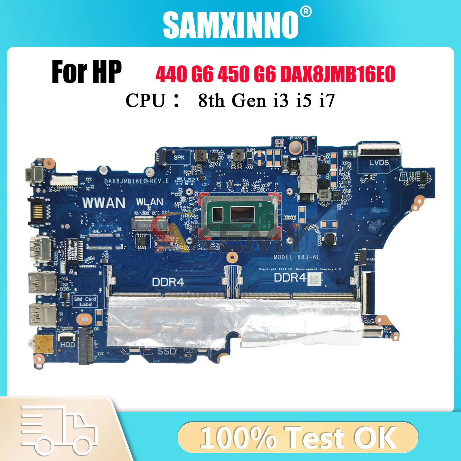 

DAX8JMB16E0 для ноутбука HP ProBook 440 G6 450 G6, материнская плата с процессором i3 i5 i7 DDR4 L44884-601 L44885-601, 100% полностью протестировано