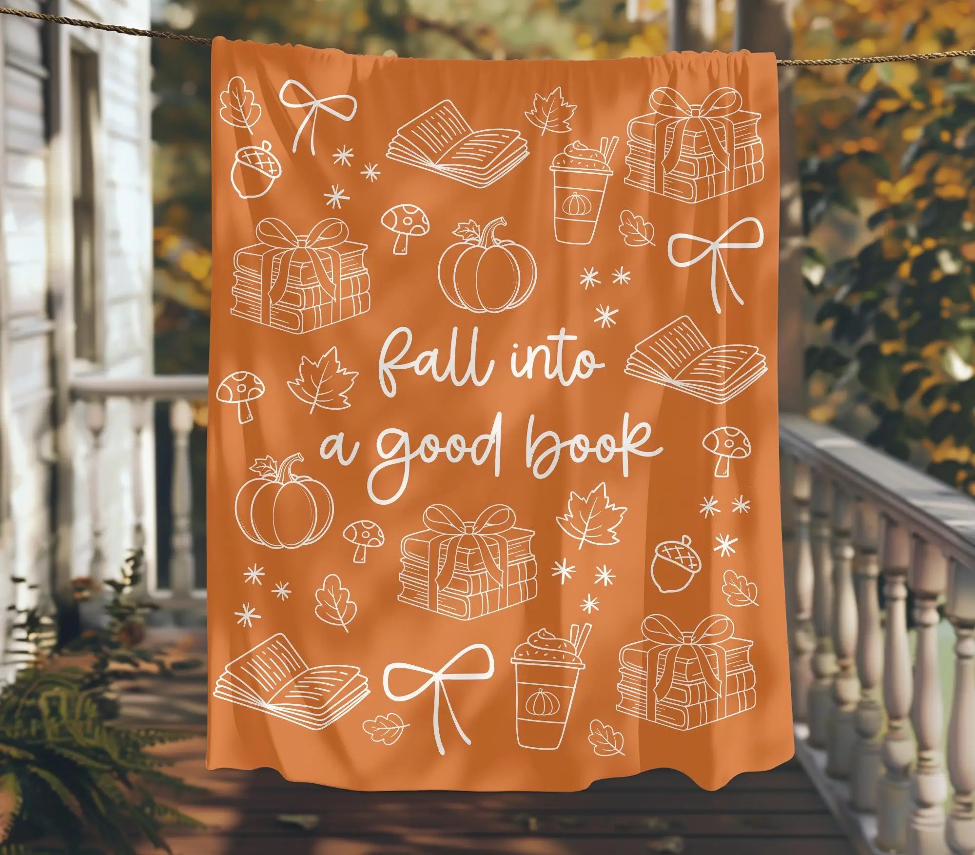 Autumn Books Pumpkin Maple Leaf Cover Blanket Soft and Warm Plush Sofa Bed Home Decoration Gift Blanket