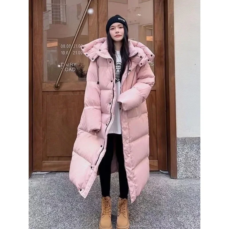 2025年新作 冬用 パファージャケット ファッション フード付き ロング丈 レディース パーカー ジッパー付き 暖かい 厚手 防風 オーバーコート カジュアル ゆったり スノーウェア