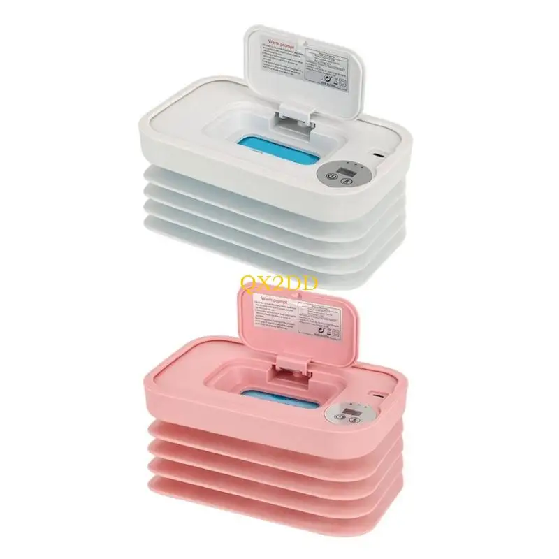 Calentador toallitas para bebés QX2D, diseño compacto y plegable, opciones temperatura Triple, sistema calefacción