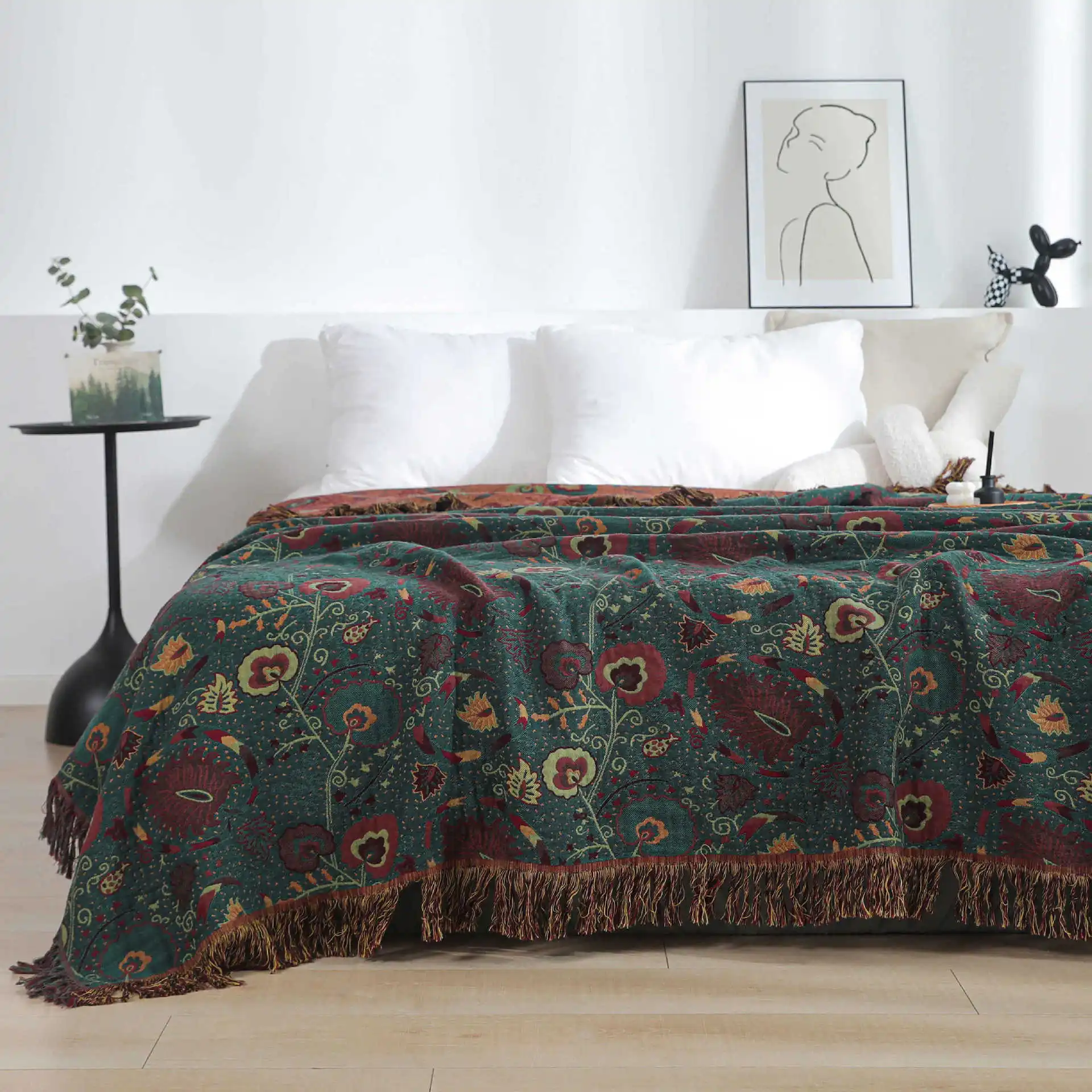 Summer thin fringed washed jacquard gauze blanket pure cotton towel quilt air conditioner blanket office nap small blanket