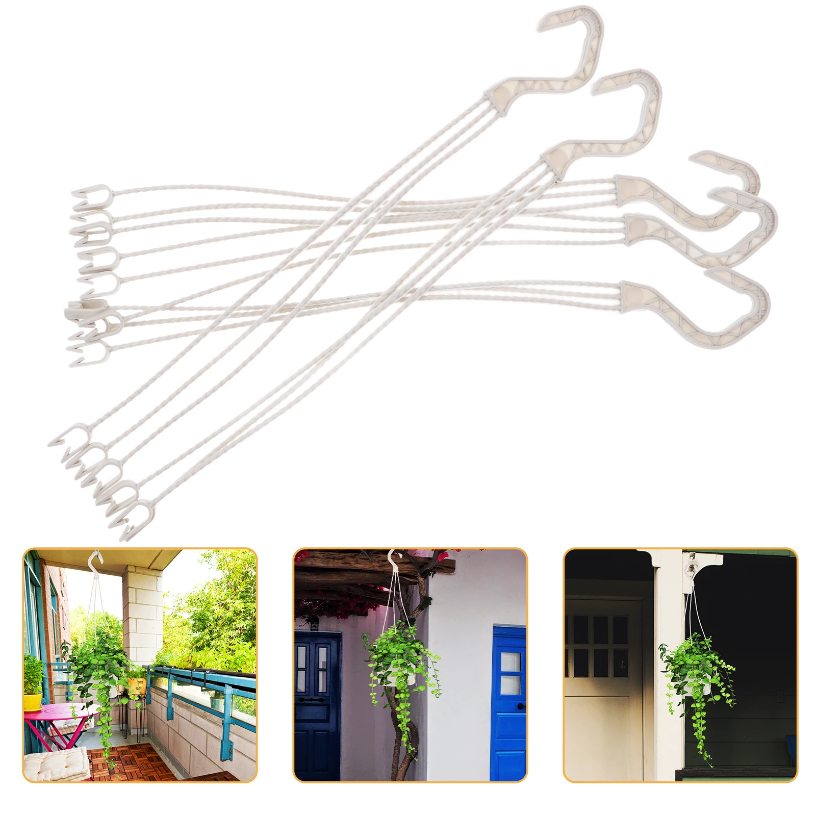 

5pcs 5 White Pcs Hanging Basket Flower Pot Hooks for Balcony Terrace Plant Holders Plastic Planter Accessories