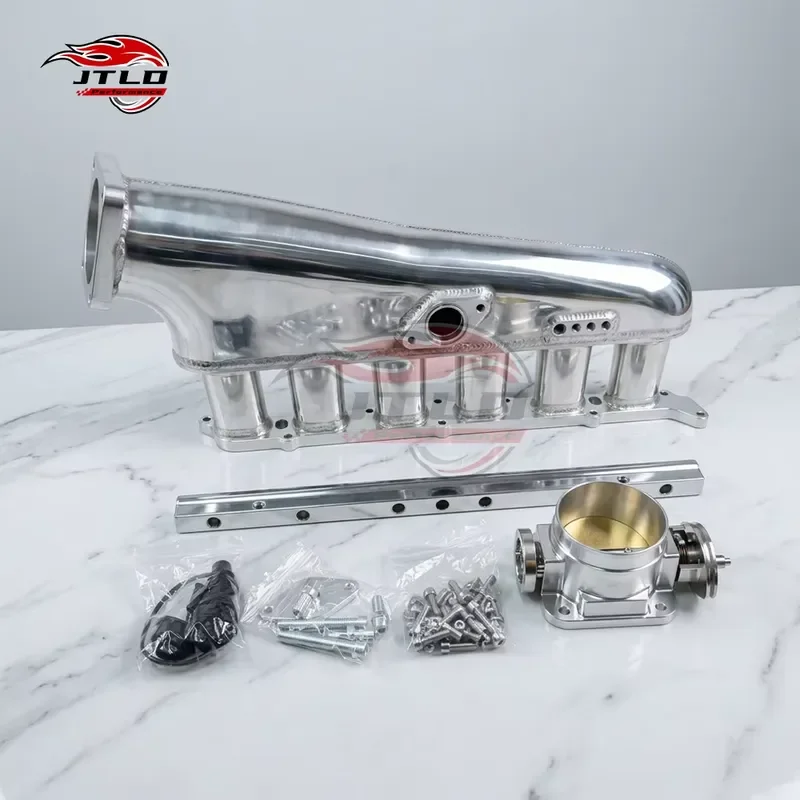 Racing Grade Intake Manifold Kit, for Toyota 2JZ GTE Platform, Durable Metal Build + Billet Fuel Rail & Throttle Body Combo