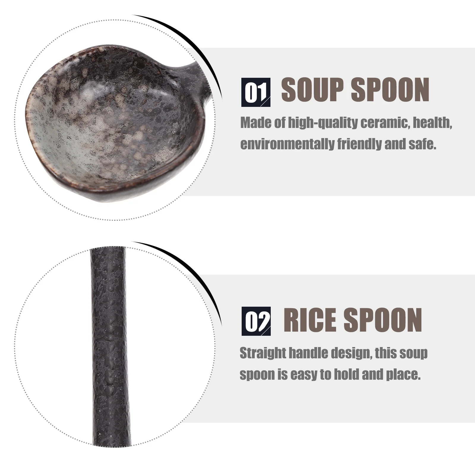 

2 шт., бамбуковая суповая ложка, керамическая ложка в японском стиле с длинной ручкой, ложка для еды для риса, гладкая, легко чистящаяся, бытовая кухонная посуда