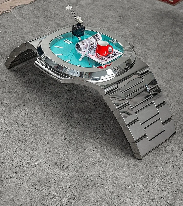 Italian light luxury high-end watch coffee table creative fashion stainless steel living room coffee table