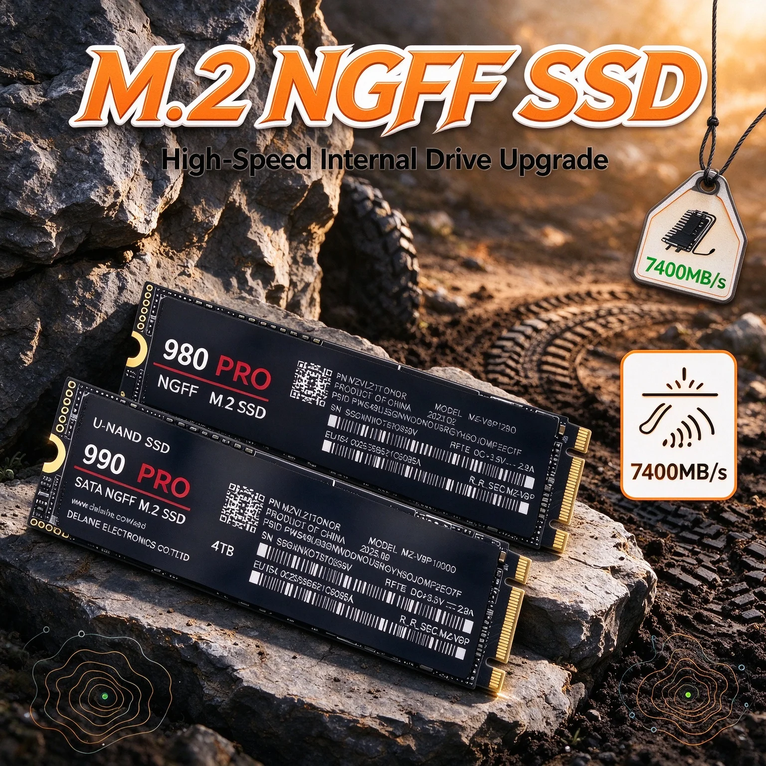 【Brand+】980Pro / 990Pro M.2 NGFF PCIe 4.0 Internal SSD High Speed Up To 7450MB/s Solid State Drive for Laptop Desktop PC