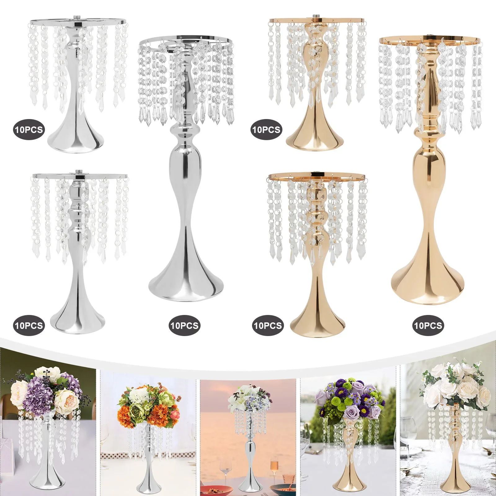 10 Pcs Metal Flower Vase Holders Wedding Centerpieces Tabletop Decor Flower Vases for Wedding Party Dinner Event Photography