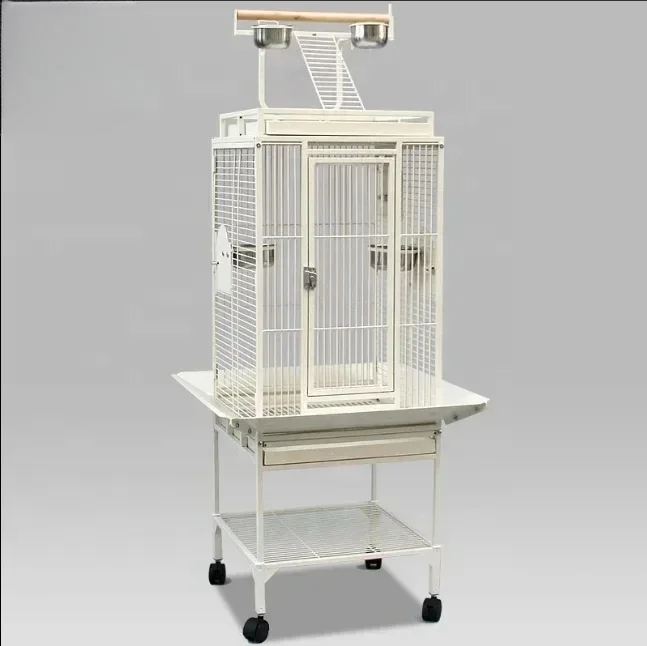 

8118-large Wire Metal Square Types of Bird Cage with Parrot Pet Cage Portable Mild Steel Strip Baffles